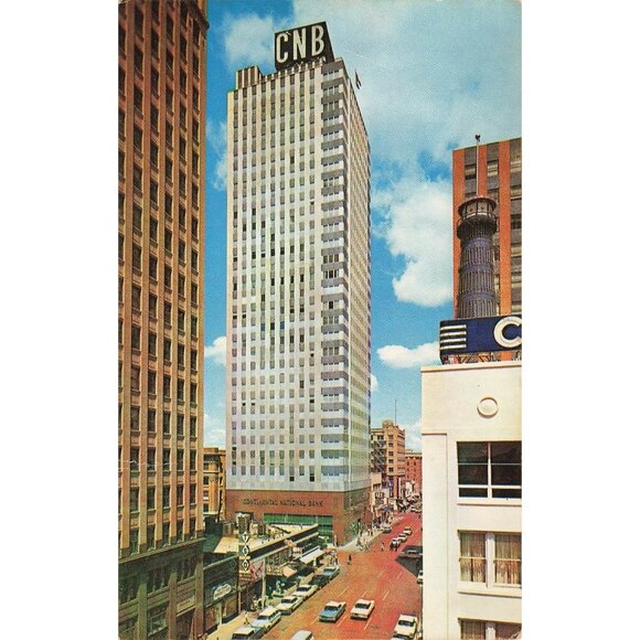 Postcard Continental National Bank Building Fort Worth Texas Vintage Chrome Unpo - Picture 1 of 2